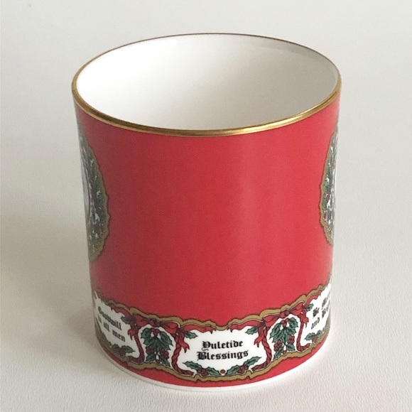 Halcyon Days "Christmas Wishes" English Fine Bone China Cup Holder Gold Rim - Picture 4 of 15
